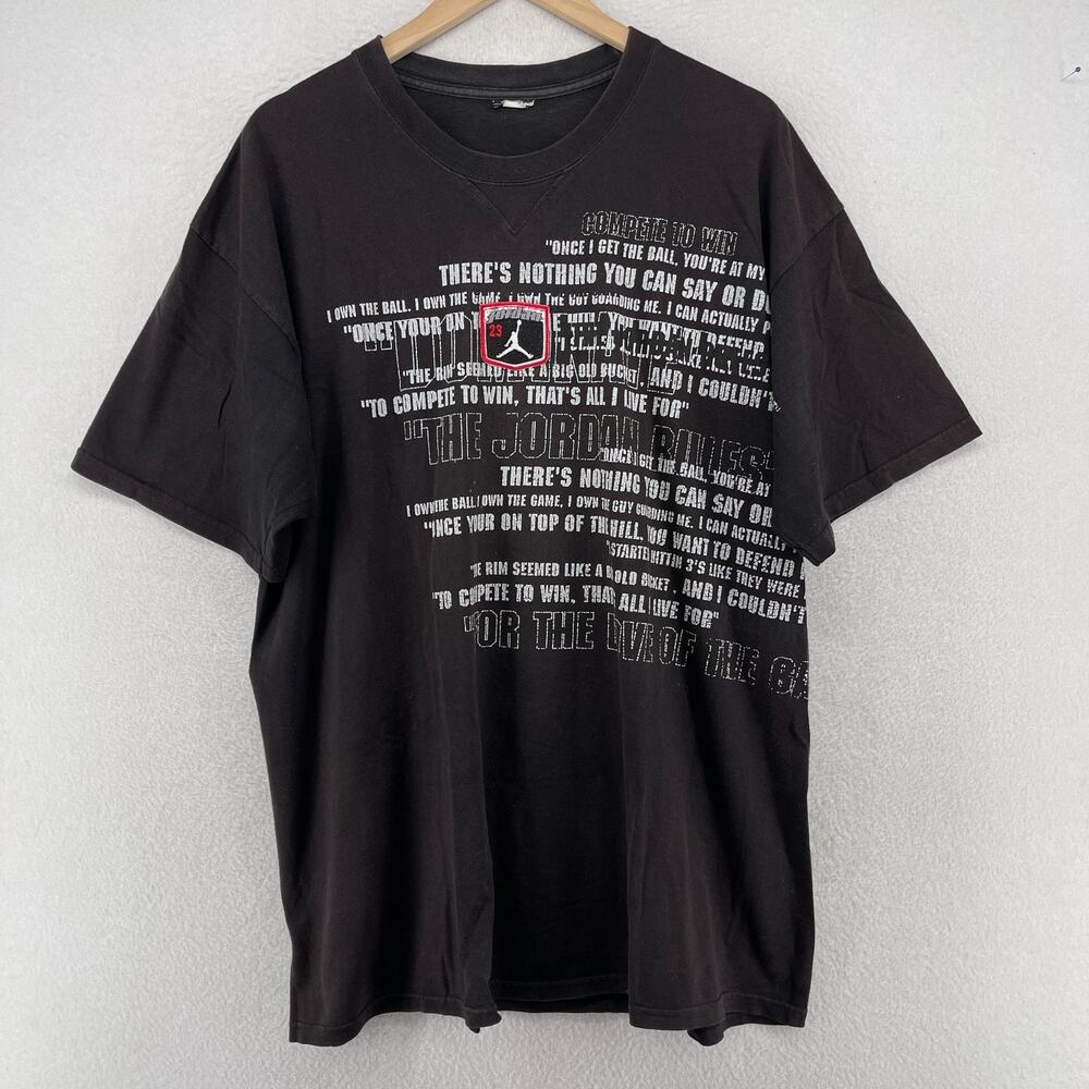 JORDAN Shirt Mens XL Dominate Love of the Game Jumpman 23 Cotton Black VTG